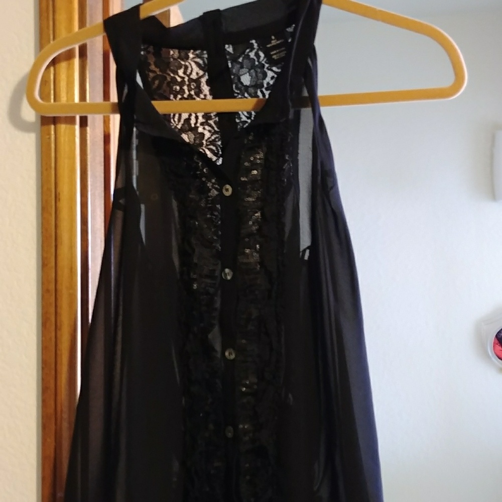 Fun "Boutique" sheer black blouse size S